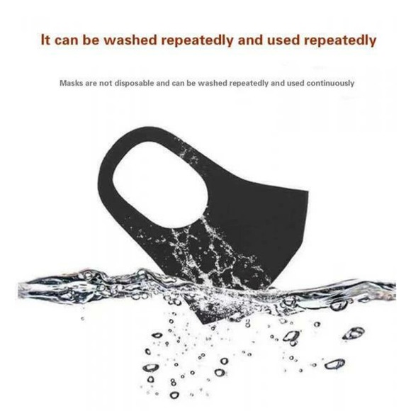 10 Pack - FACE MASKS Black Washable Reusable Polyester Unisex Mens Womens - Picture 5 of 7